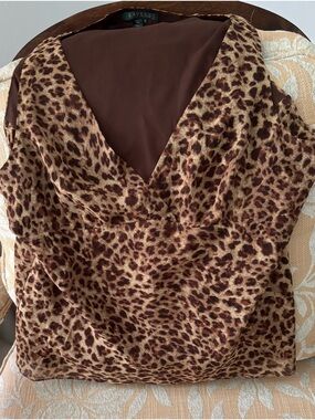 Lauren Ralph Lauren Brown Leopard Print V-Neck Camisole